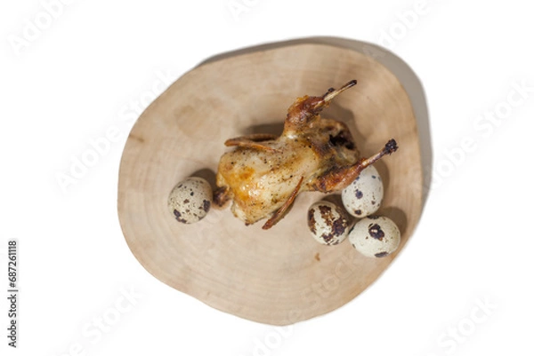 Obraz Fried quail with quail eggs