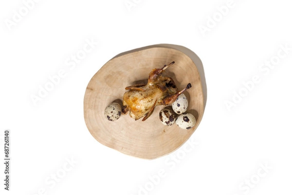 Obraz Fried quail with quail eggs