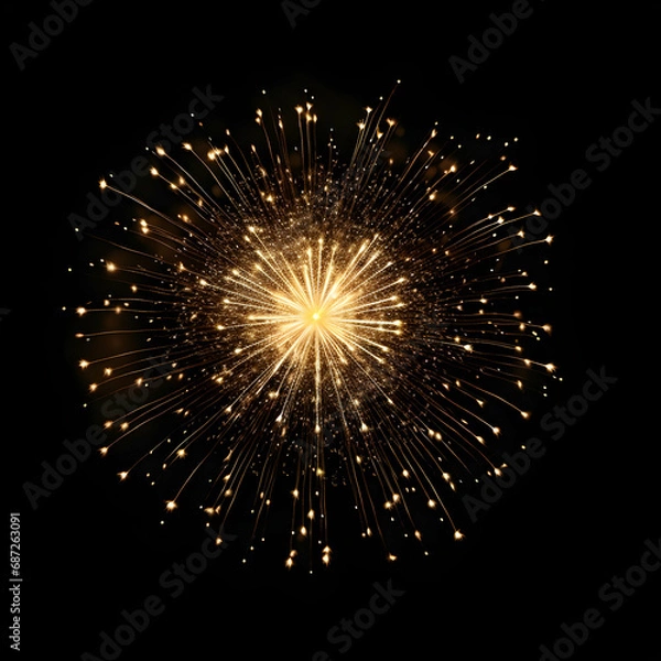 Fototapeta Fireworks on black background, Fireworks light up the sky, festive fireworks explode on black background, ai generated image