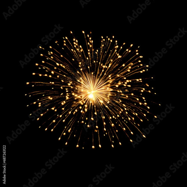 Fototapeta Fireworks on black background, Fireworks light up the sky, festive fireworks explode on black background, ai generated image