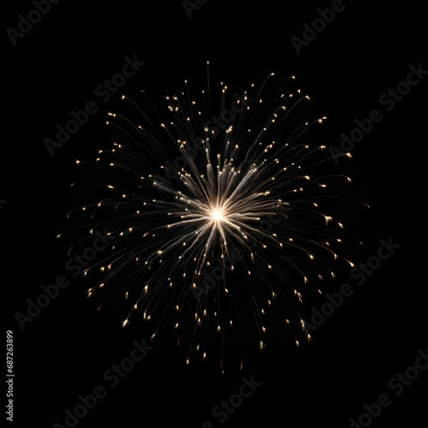 Fototapeta Fireworks on black background, Fireworks light up the sky, festive fireworks explode on black background, ai generated image