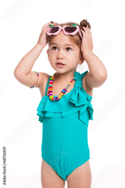 Obraz Adorable happy girl on a white background
