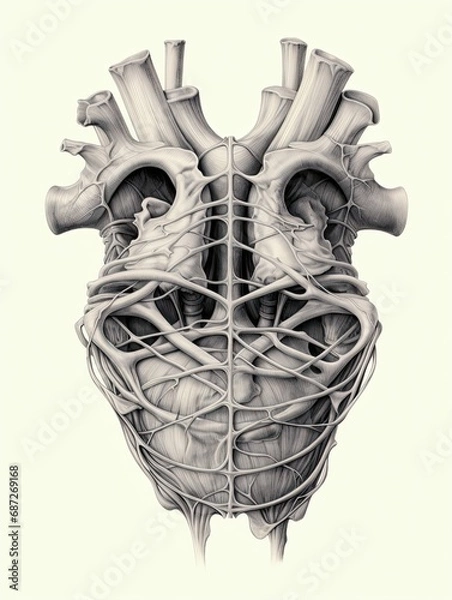 Obraz Sketched Anatomy Prints: Detailed Drawings of Human and Animal Anatomy in Monochrome - Strikingly Educational and Aesthetic