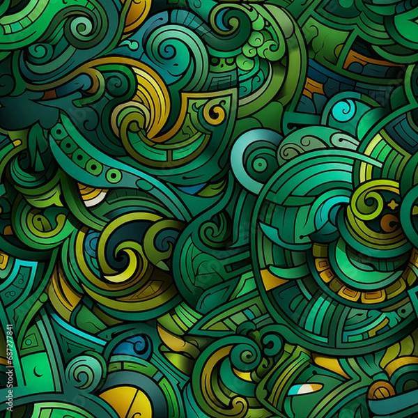 Obraz Maya Aztec Seamless tile pattern tribal AI art