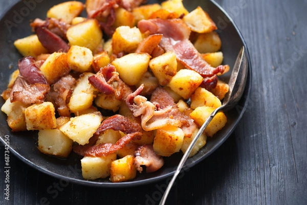 Fototapeta bacon potato hash breakfast