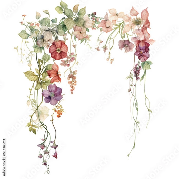 Obraz Watercolor Wildflower border coloring 