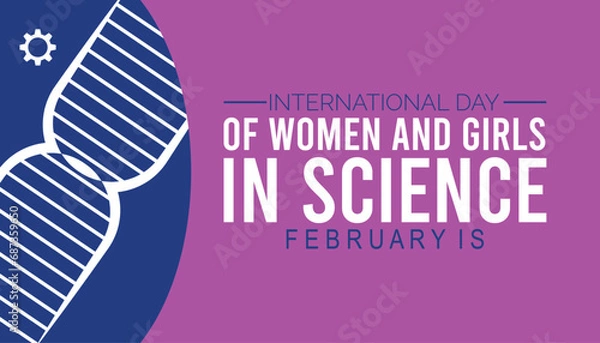 Fototapeta Vector illustration on the theme of International day of Women and Girls in science observed each year during February.banner, Holiday, poster, card and background design.