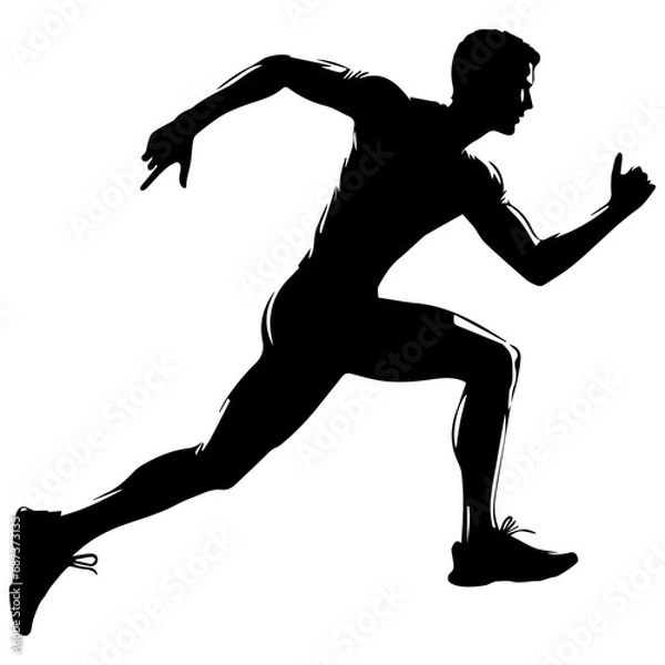 Obraz A man running fast vector silhouette black color