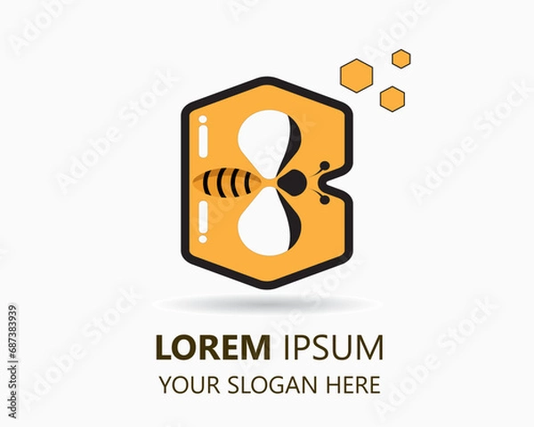 Obraz letter B and bee logo design template vector