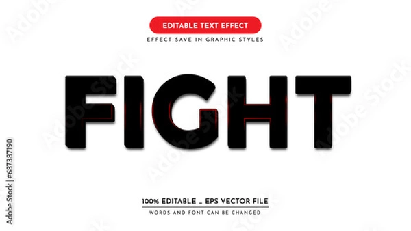 Obraz fight red light background text effect. Editable text effect