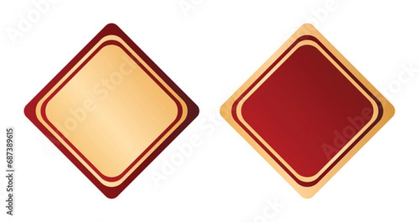 Fototapeta Red gold round corner rhombus square frame banner label decoration element