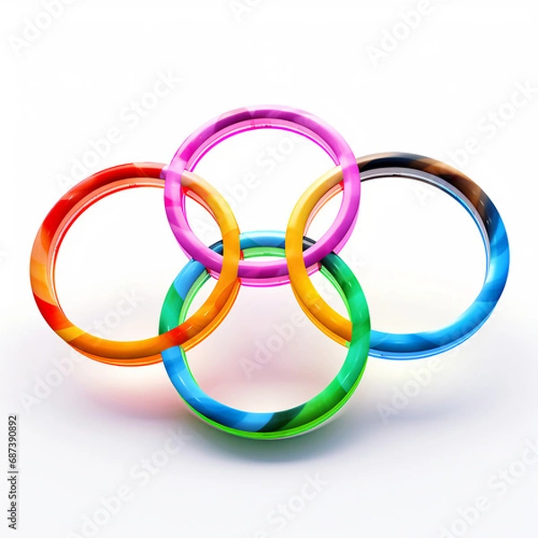 Fototapeta rings on a white background abstract background with circles Generative AI illustration of abstract background with solids of wavy curved shapes purple cream orange and brown in studio