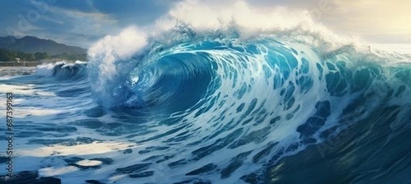 Fototapeta Sea wave. Generative AI technology.	
