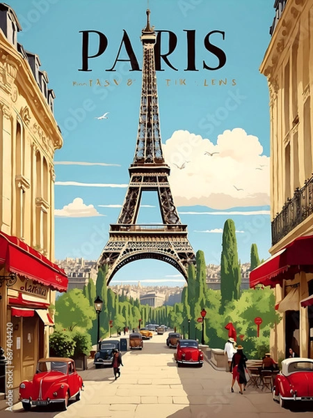 Fototapeta eiffle tower poster design illustration