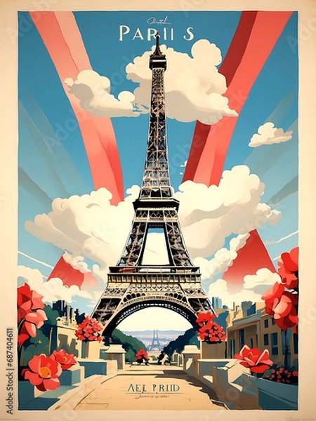 Obraz eiffle tower poster design illustration
