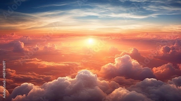 Fototapeta Aerial sunset view. Generative AI