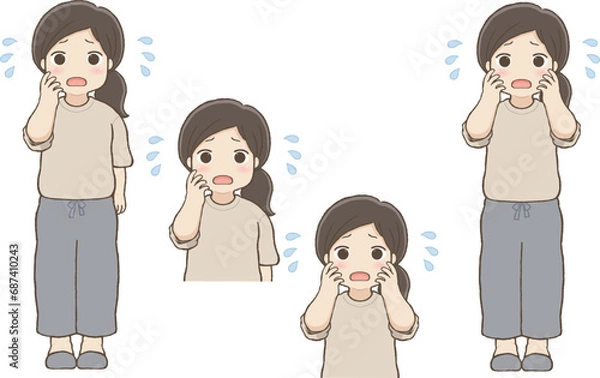 Fototapeta 焦った表情のぽっちゃり女子