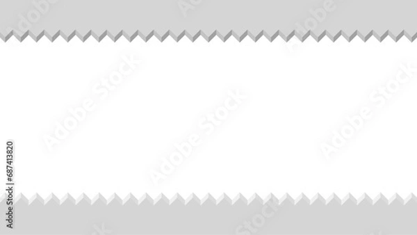 Fototapeta 灰色のギザギザ立体的なヘッダーフッター素材