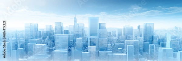 Fototapeta 青い近未来都市の景観