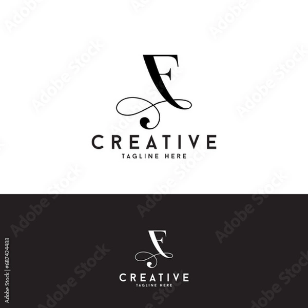 Fototapeta Letter F infinity logo premium and abstract concept