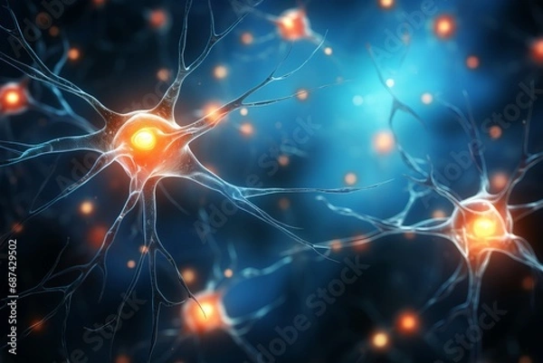 Obraz Neurons Firing in Vivid Color