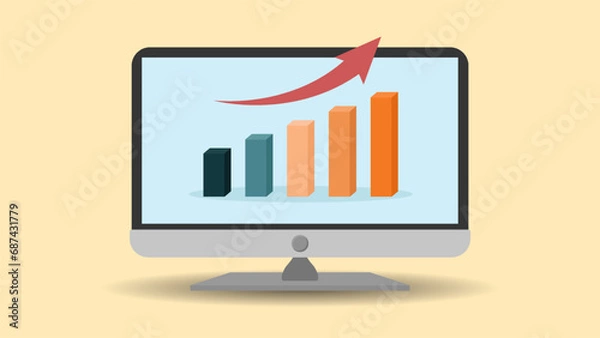 Obraz Desktop Flat Illustration Business Analytics Vector, business growth chart