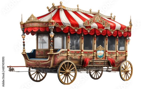 Fototapeta Festive Circus Cart Playful Showmobile Attraction on a White or Clear Surface PNG Transparent Background