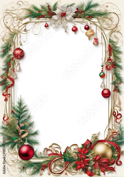 Obraz christmas frame with branches