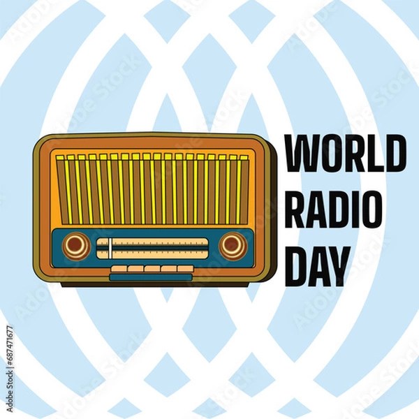 Fototapeta Vector illustration on the theme world radio day.