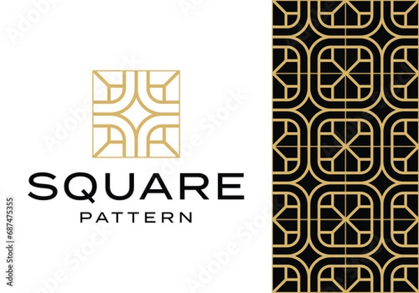 Obraz square pattern line art logo icon vector design template