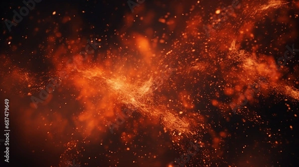Fototapeta Burning Red Hot Sparks Rise from a Roaring Fire - Intense Flames and Dynamic Energy in a Fiery Inferno, Creating an Explosive Display of Passionate Combustion.