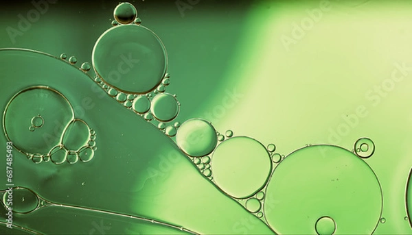 Obraz Abstract Colorful Food Oil Drops Bubbles and spheres Flowing on Water Surface