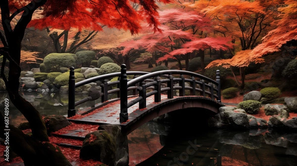 Obraz 秋の橋 | Bridge in autumn Generative AI
