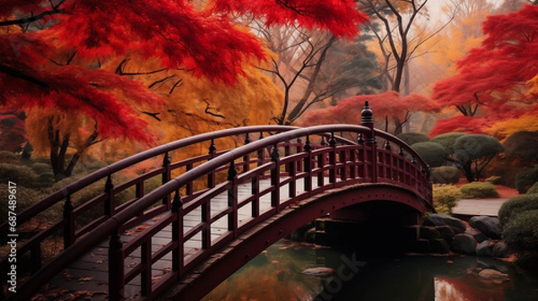 Obraz 秋の橋 | Bridge in autumn Generative AI