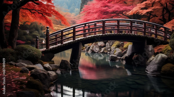 Obraz 秋の橋 | Bridge in autumn Generative AI
