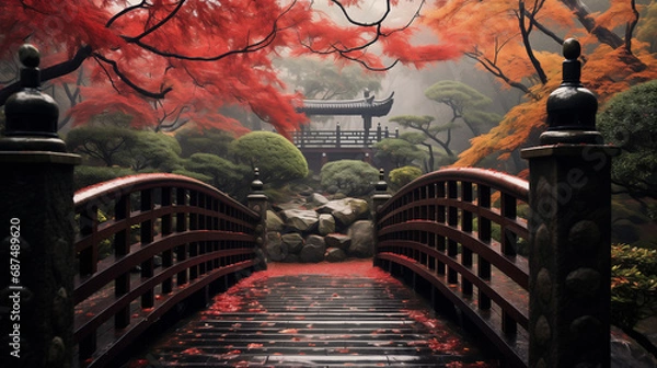 Obraz 秋の橋 | Bridge in autumn Generative AI