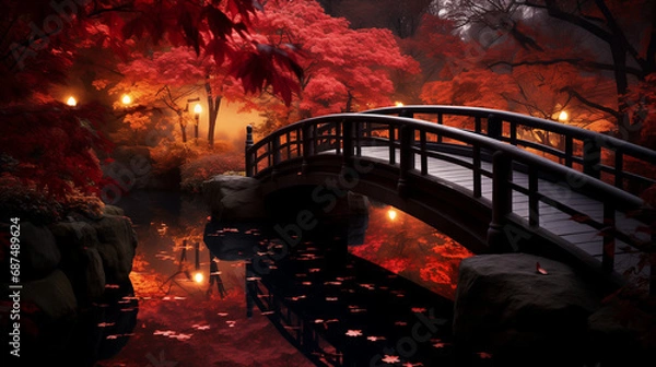 Obraz 秋の橋 | Bridge in autumn Generative AI