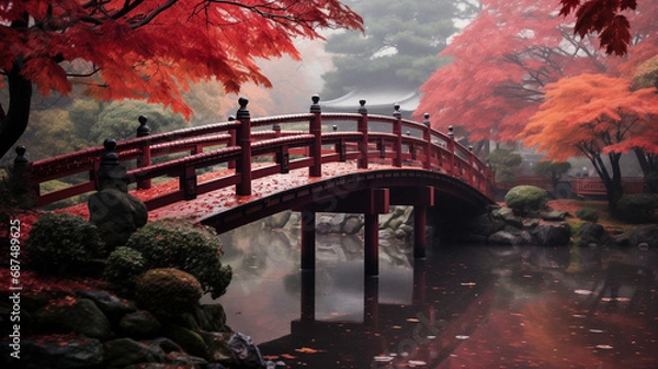 Obraz 秋の橋 | Bridge in autumn Generative AI