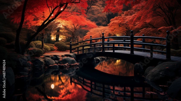 Obraz 秋の橋 | Bridge in autumn Generative AI