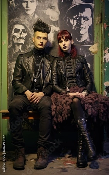 Obraz A couple in punk outfits. Great for stories on the punk scene, rock, goth, fashion, subcultures and more. 
