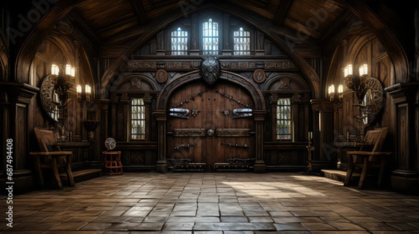 Fototapeta Tudor style, House Fantasy background, Creating antique design of Indoor Spaces architecture decorate vintage concept