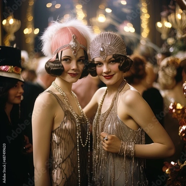 Obraz Women at a party in the roaring twenties. Great for stories on the 1920, fashion, vintage, jazz, lifestyle and more. 