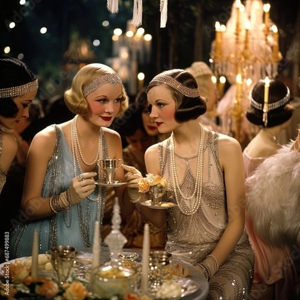 Obraz Women at a party in the roaring twenties. Great for stories on the 1920, fashion, vintage, jazz, lifestyle and more. 