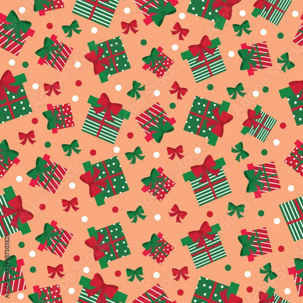 Obraz seamless christmas pattern with gift box