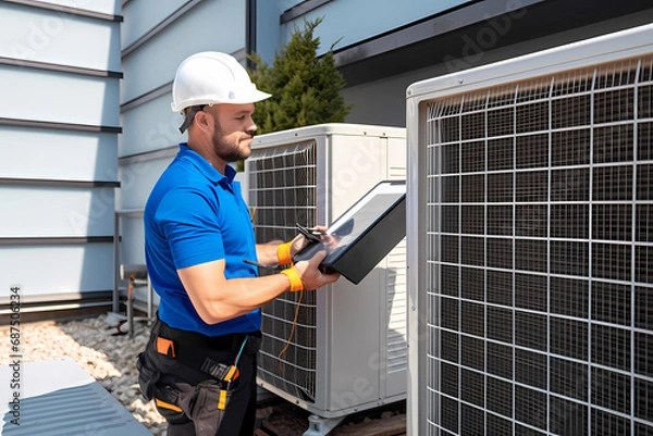 Obraz Heat pump workman