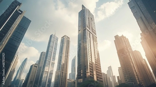 Fototapeta low angle view of skyscrapers in Shenzhen,China. : Generative AI