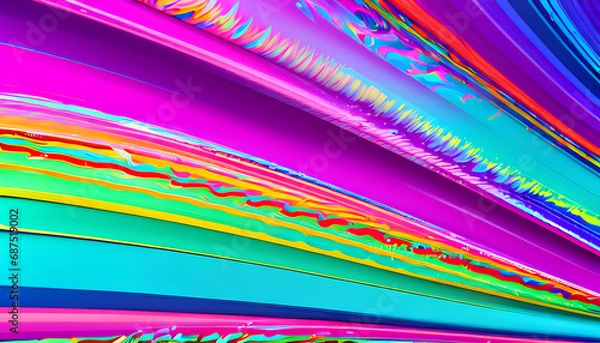 Fototapeta Abstract marbled acrylic paint ink painted waves painting texture colorful background banner - Bold colors, rainbow color swirls wave