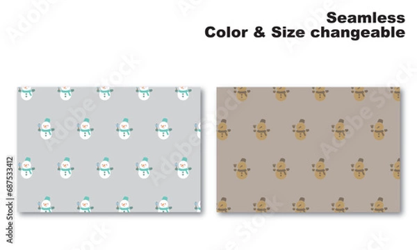 Obraz 雪だるまをモチーフにした背景パターン、シームレス、グラフィック素材、ベクター