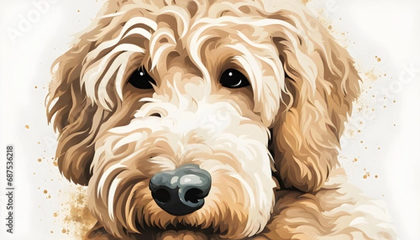 Fototapeta Isolate Goldendoodle Retrievers