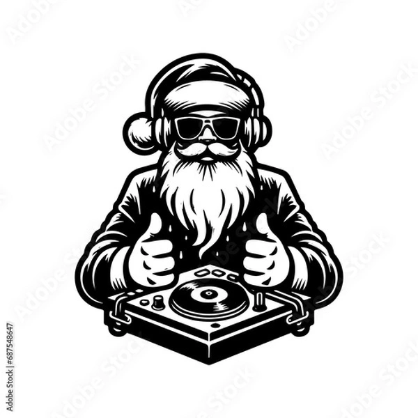Fototapeta Vector illustration of Dj Santa Claus at Christmas Party. Ai Generated	
